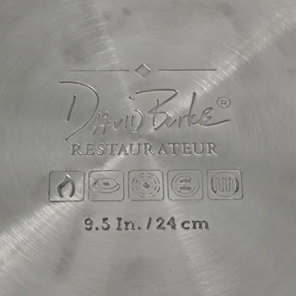David Burke 8in Heavy Stainless Steel Frying Pan Pour Spouts Induction Cookware